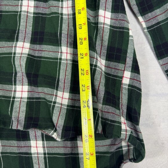 St Johns Bay Button Up Flannel Shirt Mens Green White Plaid Classic Size L - Picture 14 of 14